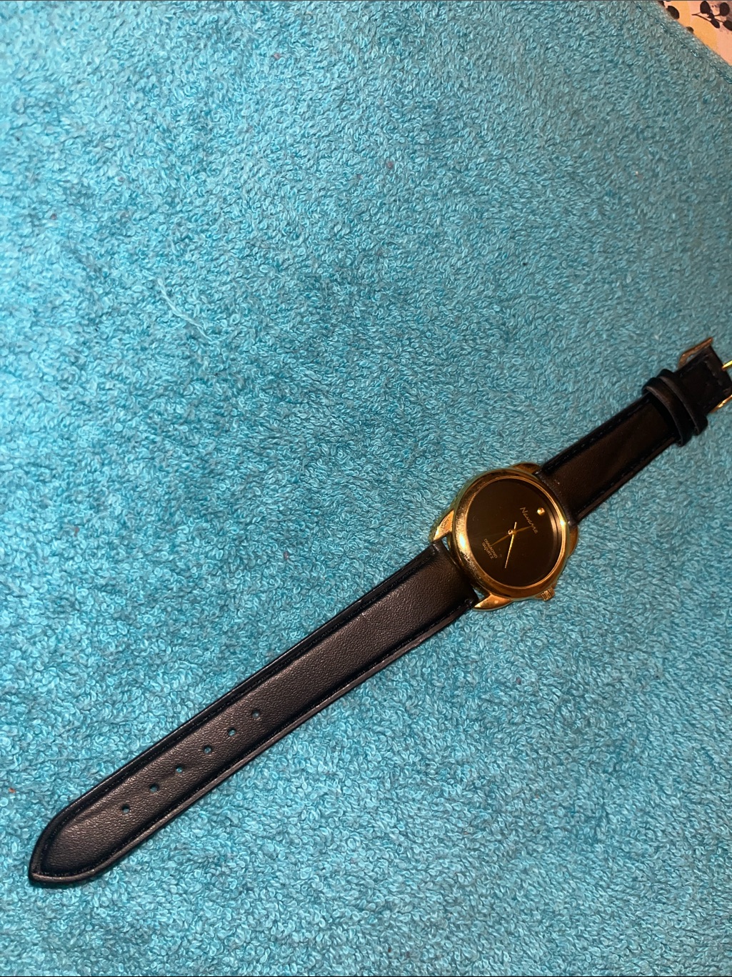 Navarre Classic Black Leather Strap Watch With Gold Case